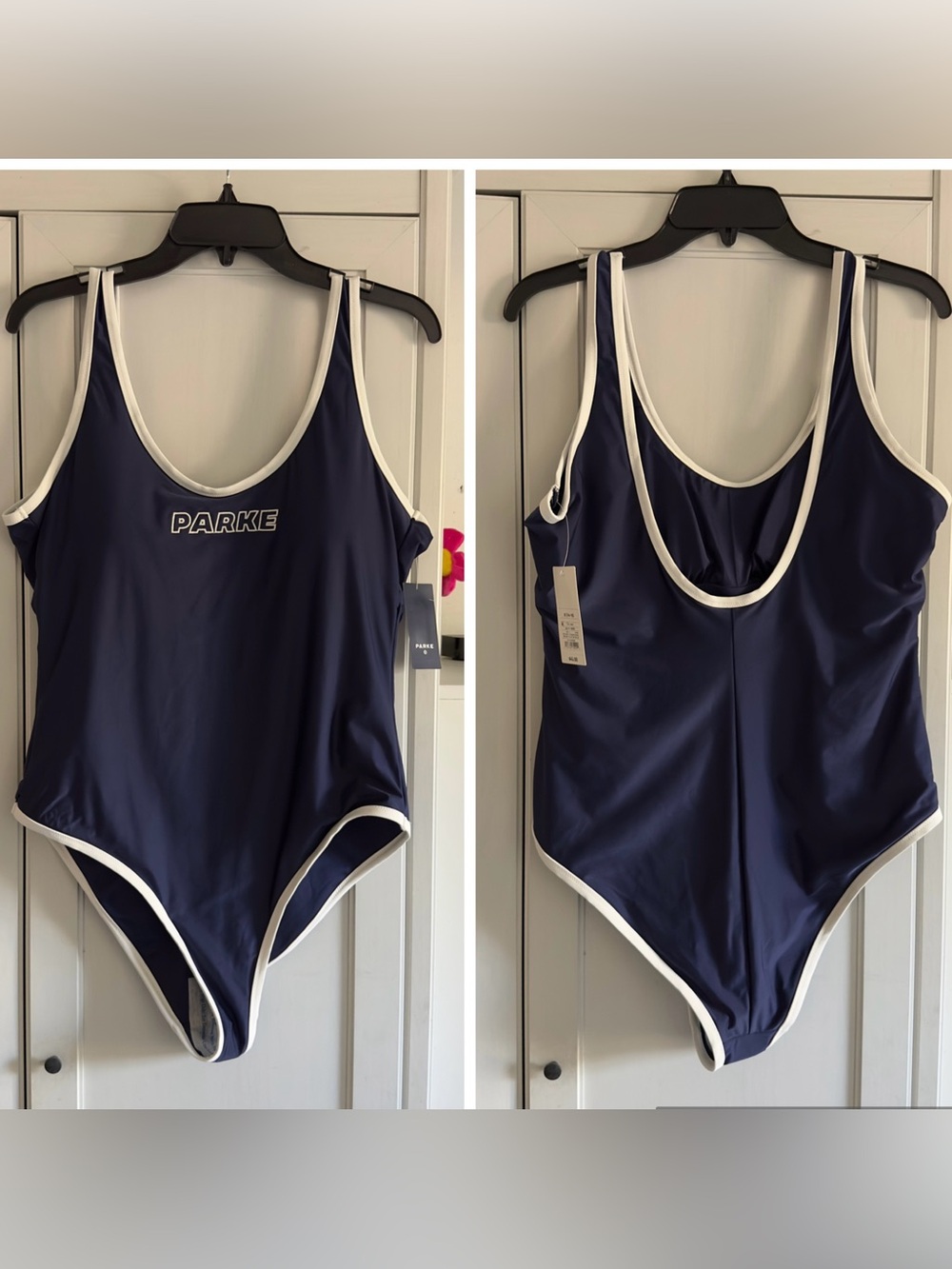 Parke x Target 90s One-Piece Swimsuit in Navy with White Trim Size X